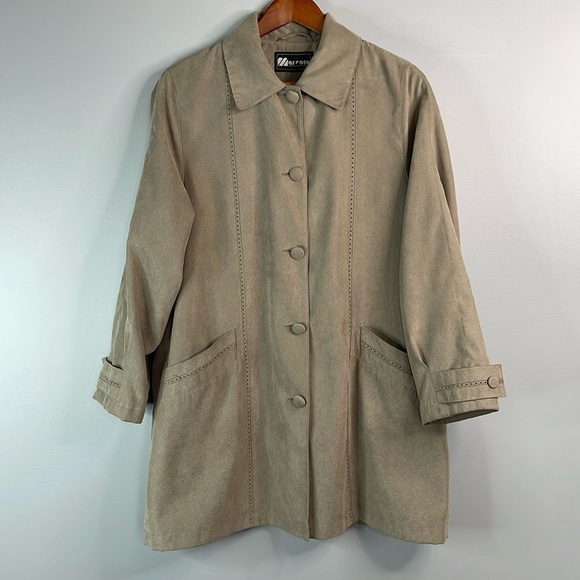 VINTAGE Y2K Marcona Chamois Jacket Olive Green Perforated Seams Size L - Picture 13 of 13